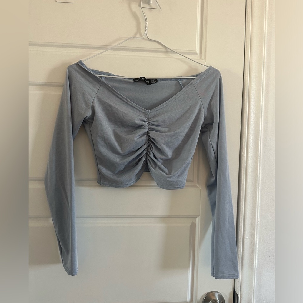 Pretty Little Thing Blue Crop Top